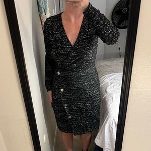 Anne Taylor long sleeve black dress